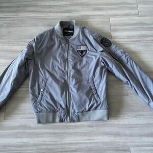 Express Silver Bomber Jacket for Men